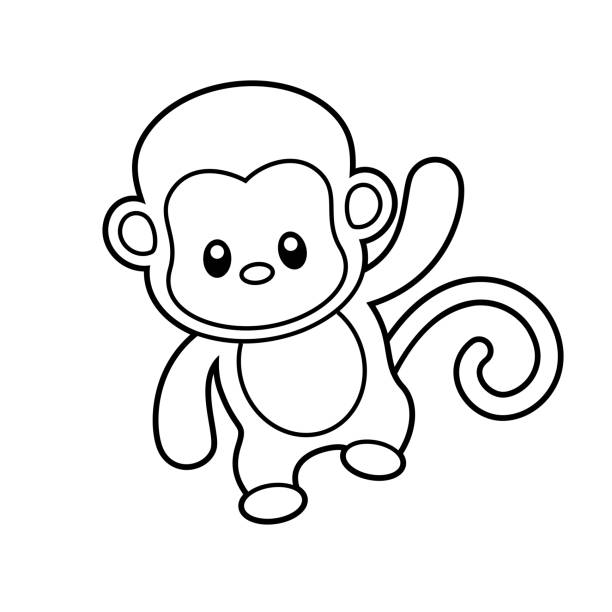Monkey clipart black and white