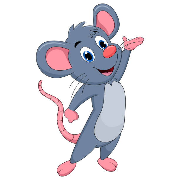 Cute mouse cartoon presenting Illustration of Cute mouse cartoon presenting mouse animal stock illustrations