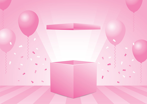 cute pastel pink opened box