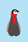 istock Cute penguin baby wearing a scarf 499885268