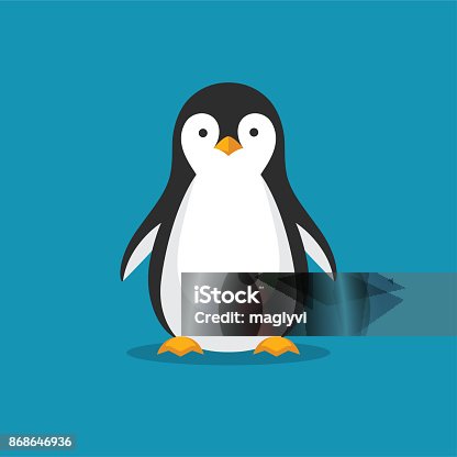 istock Cute penguin icon in flat style. 868646936