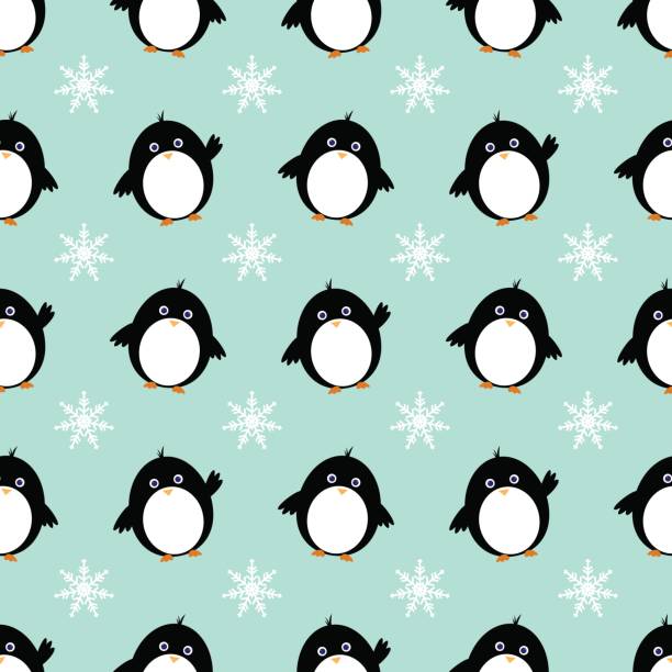 Cute penguin seamless pattern vector  baby penguin stock illustrations
