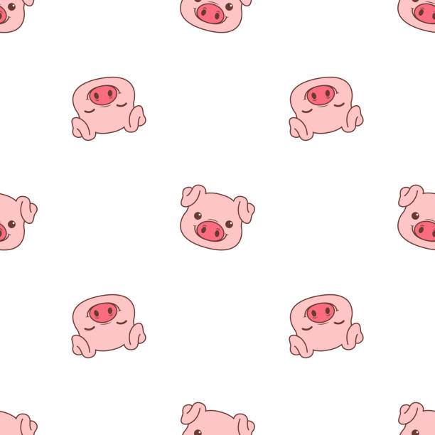 Cute Pig face cartoon seamless pattern, vector illustration Cute Pig face cartoon seamless pattern, vector illustration pig patterns stock illustrations