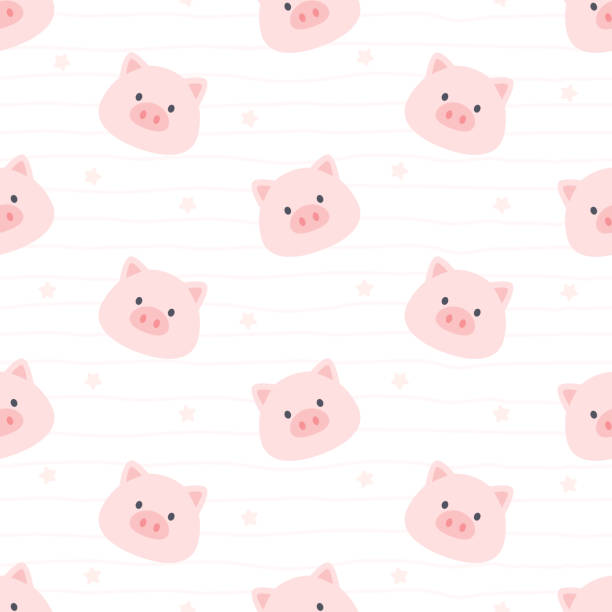 Cute pig seamless pattern background Cute pig seamless background repeating pattern, wallpaper background, cute seamless pattern background pig patterns stock illustrations
