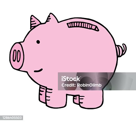 istock Cute Piggy bank Doodle 1286405503