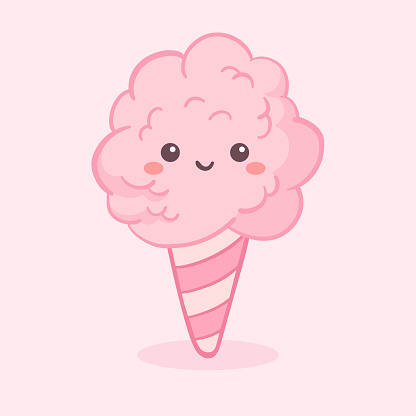 Cute Pink Cotton Candy Vector Cartoon