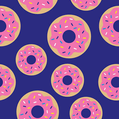 Cute Pink Donuts Seamless Pattern