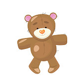 Cute plush teddy bear toy. Vector illustration.