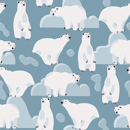 Cute Polar Bear Seamless Pattern Hình minh họa Sẵn có