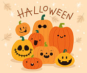Various characters of pumpkins for decorating greeting cards, social posts, website, banner, poster, etc. in October festival.