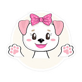 Cute Puppy Sticker. Funny baby dog useful for many applications, your designs, prints for apparel, scrapbooking projects.