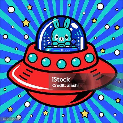 istock A cute rabbit astronaut is piloting an Unlimited Power Spaceship or UFO into the metaverse 1406108139