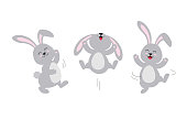 Cute bunny. Happy Easter day, cartoon character design. Vector illustration isolated on white background.