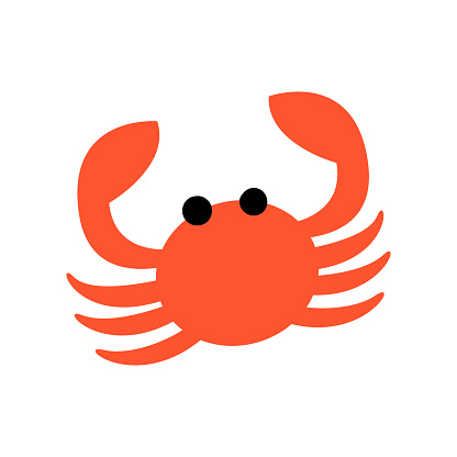 Cute red crab vector summer illustration on isolated background