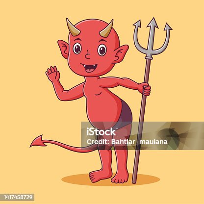 istock Cute Red Devil Monster Cartoon. Red Devil Mascot Cartoon Character. Halloween Icon Concept White Isolated. Flat Cartoon Style Suitable for Web Landing Page, Banner, Flyer 1417458729