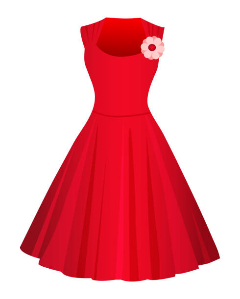 stockillustraties, clipart, cartoons en iconen met leuke rode jurk geïsoleerd op witte achtergrond. platte stijl. vector illusatrtion. - jurk