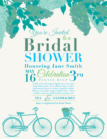 Cute Retro Bicycle Bridal Shower Invitation
