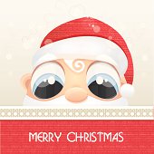 cute Santa clause close up- merry Christmas greeting card 