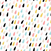 Cute seamless pattern with colorful water drops. Childish texture for fabric, textile.Vector Illustration