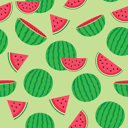 Cute seamless pattern with watermelons