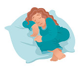 Vector Illustration of a Cute Cartoon of a Little Sleeping Girl