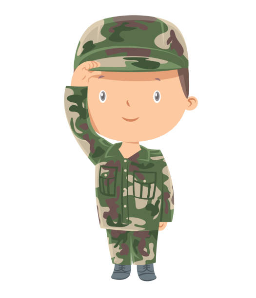 Cute soldier kid Vector Cute soldier kid military clipart stock illustrations