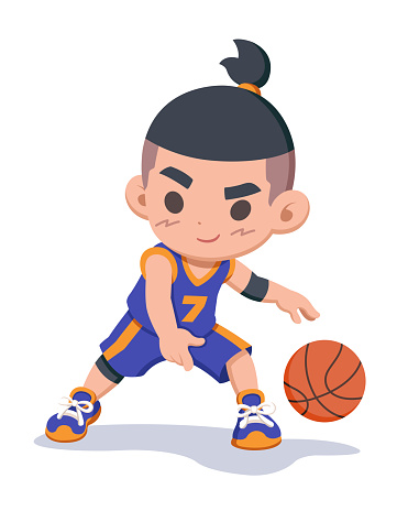 Cute style basketball player cartoon illustration