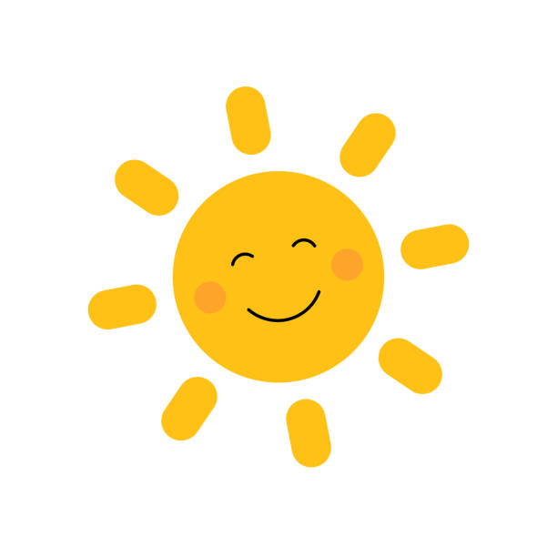 stockillustraties, clipart, cartoons en iconen met schattig zon met glimlach - clipart