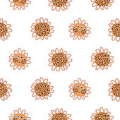 Cute sunflowers with faces baby seamless pattern fabric cute design