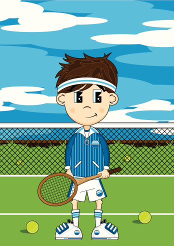 Cute Tennis Boy on Court