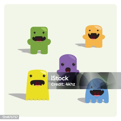 istock Cute Tiny Characters Expression Set 124875757