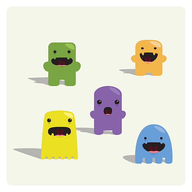 Cute Tiny Characters Expression Set a small pack of tiny monsters. monster fictional character stock illustrations