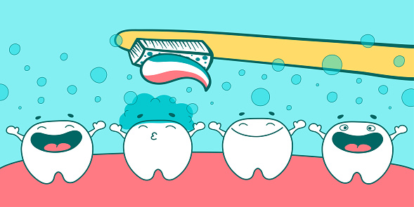 歯ブラシで掃除口の中で異なる感情を持つかわいい歯のキャラクターセット幸せな漫画の歯ベクトルイラスト イラストレーションのベクターアート素材や画像を多数ご用意 Istock