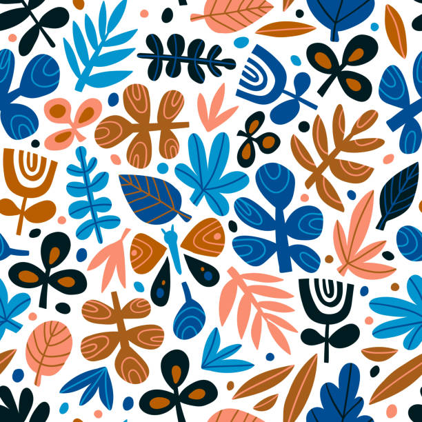 Cute trendy design for fabric, wallpaper, wrap paper.  Scandinavian style repeated background. Vector illustration. Cute trendy design for fabric, wallpaper, wrap paper.  Scandinavian style repeated background. Vector illustration. autumn patterns stock illustrations