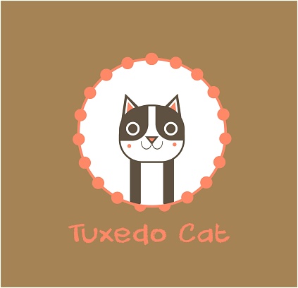 Cute Tuxedo Cat Vector Illustration