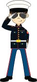 Vector illustration on an adorably cute American US Marine Corp NCO saluting. 