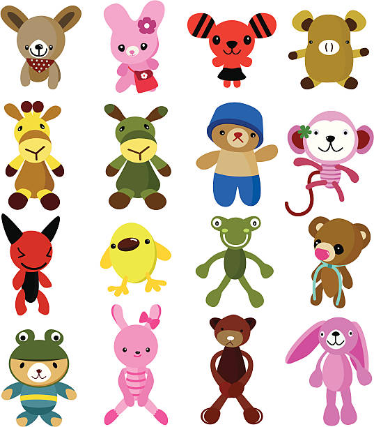 Cute vector Cartoon Characters - dog,rabbit,giraffe,bear,monkey vector art illustration
