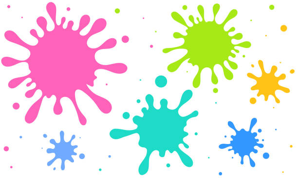 Cute vector illustration of scattered colorful ink and splash Cute vector illustration of scattered colorful ink and splash splattered stock illustrations