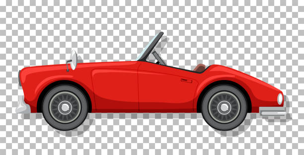 Cute vintage car on grid background vector art illustration
