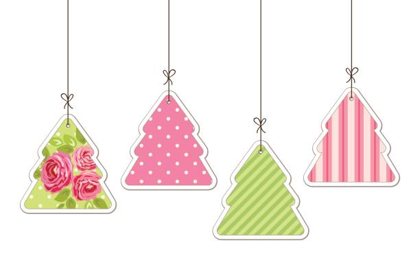 Shabby Chic Christmas Tree Illustrations Royalty Free Vector