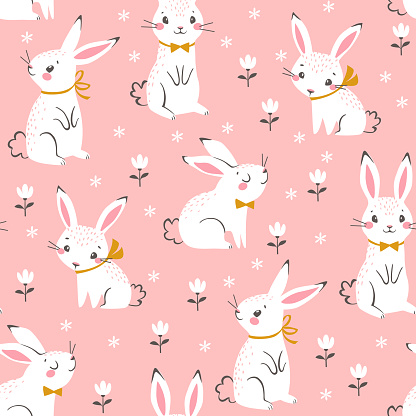 Cute white bunnies pattern
