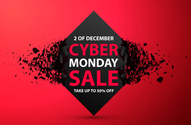 Cyber Monday Sale Abstract Background. Vector Banner with explosion effect  cyber monday stock illustrations