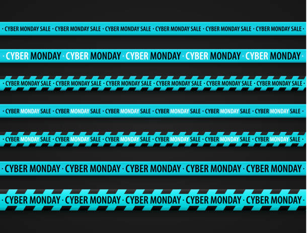 siber pazartesi satış kasetleri. satılık siber pazartesi için mavi kurdeleler. grafik öğeleri. - blue monday stock illustrations