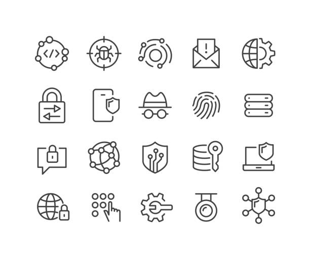Cyber Security Icons - Classic Line Series vector art illustration