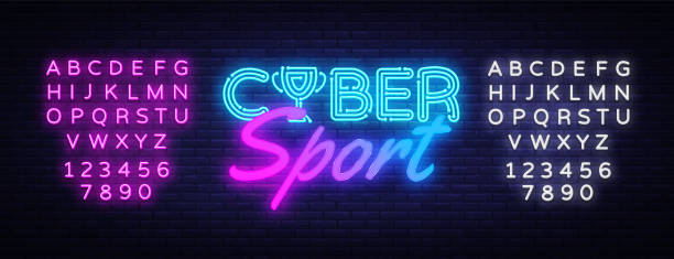 Cyber Sport Neon Text Vector. Gaming neon sign, design template,...