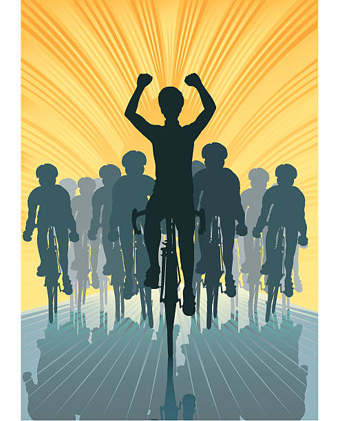ilustraciones, imágenes clip art, dibujos animados e iconos de stock de sprint ganador del ciclo - peloton