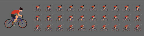 Cycling  animation. Cycle riding animation . Sprite sheet of Cycling. Animation for game or cartoon. Frame by frame animation. Cycling  animation. Cycle riding animation . Sprite sheet of Cycling. Animation for game or cartoon. Frame by frame animation. cycling borders stock illustrations