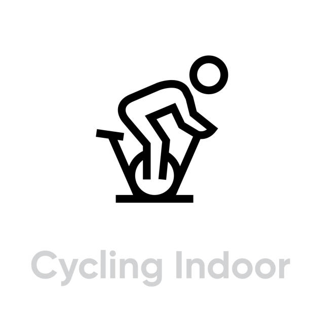 Cycling Indoor activityt icon Cycling Indoor activity icon. Editable stroke peloton stock illustrations