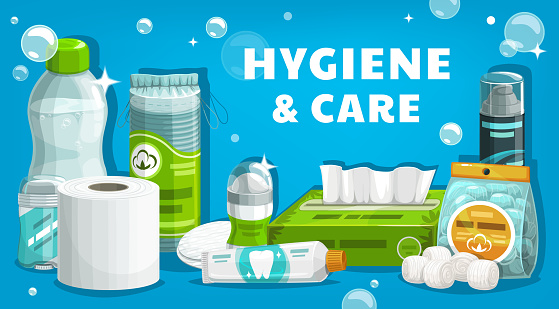 Daily Hygiene Personal Health Care Product Poster Stock Illustration ...