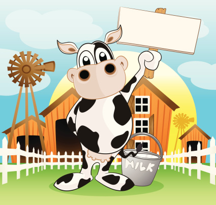 Dairy Cow holding a blank sign